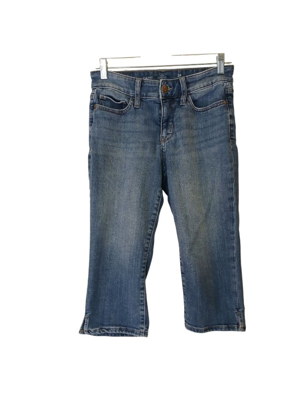 St. Johns Bay Womens Capri Jeans Size 2P Medium Wash Stretch Denim 5 Pocket #I-6